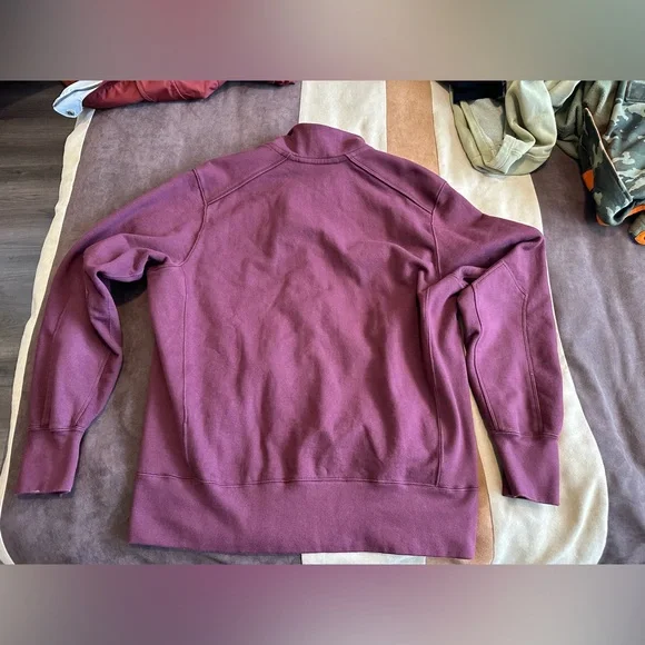 American Giant moto zip sweatshirt, men’s large, discontinued mulberry color - Picture 2 of 3